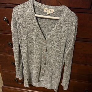 Pink Rose Light weight gray heather button cardigan